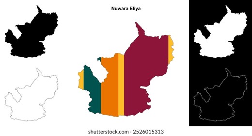 Nuwara Eliya district outline map set