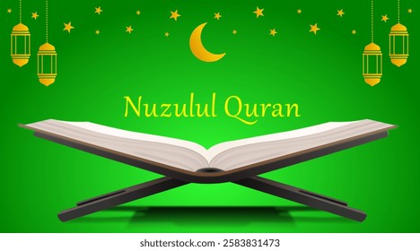 Nuzulul Quran Celebration background. The night when the Al-Qur'an were sent.