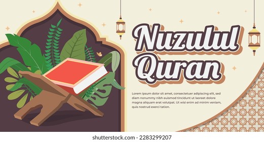 Nuzulul Quran Islamic Celebration background. Which means the revelation of the verses of the Quran