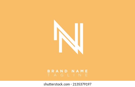 Letras alfabetas NV Iniciales Logotipo Monograma VN, N y V