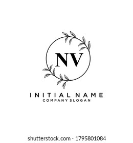 NV Beauty vector initial logo, handwriting logo of initial signature, wedding, fashion, jewerly, boutique, floral and botanical with creative template for any company or business.