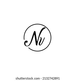 Concepto femenino de circulo NV logotipo inicial mejor para la belleza y la moda