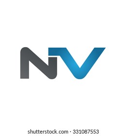 NV company linked letter logo blue