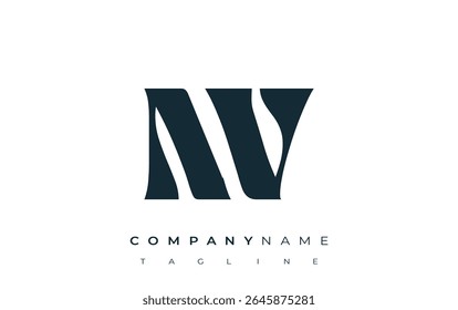 Diseño de logotipos de tipografía Abstractas creativa de NV. Logotipo elegante que combina tipografía atrevida y Formas creativas, ideal para soluciones de marca e identidad.