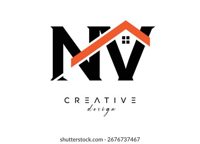 Monograma y logotipo del hogar de la arquitectura inmobiliaria creativa de NV