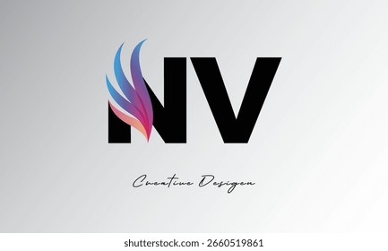 NV Feather Gradient Logo – Monograma de ala elegante para marca moderna y diseño de identidad visual