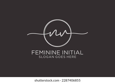 NV Handschrift Logo mit Kreis-Vorlage Vektorlogo der ersten Signatur, Hochzeit, Mode, Blumen und botanisch mit kreativen Vorlage.