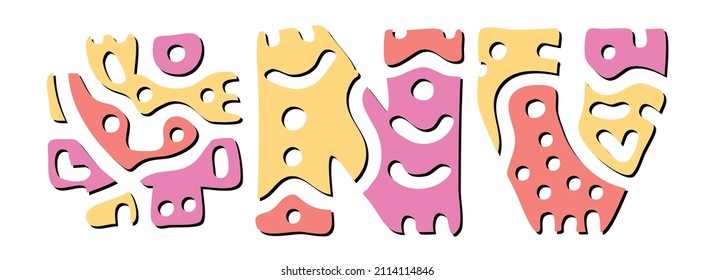 NV Hashtag. Doodle isolate text. Colored curves decorative doodle letters. Hashtag #NV is abbreviation for the US American state Nevada for print, booklet, banner, flyer.