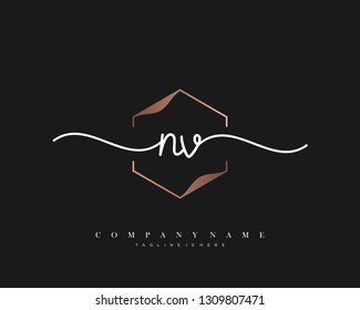 NV initial handwriting logo template vector