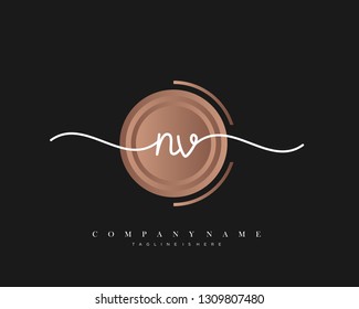 NV initial handwriting logo template vector