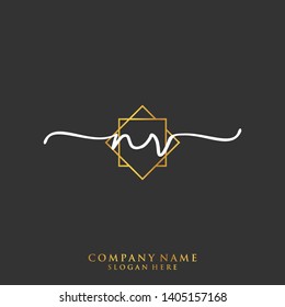 NV Initial handwriting logo template