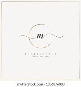 NV Initial Letter handwriting logo hand drawn template vector, logo for beauty, cosmetics, wedding, fashion and business