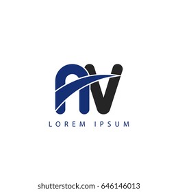 nv initial letter uppercase logo blue and black