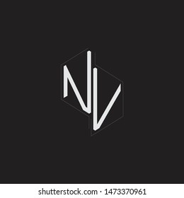 NV Initial Letters logo monogram with up to down style isolated on black background