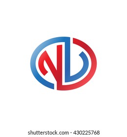 NV initial letters looping linked ellipse logo red blue