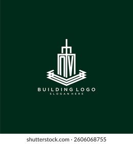 NV initial monogram building logo for real estate