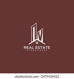 NV initial monogram building and roof logo for real estate
