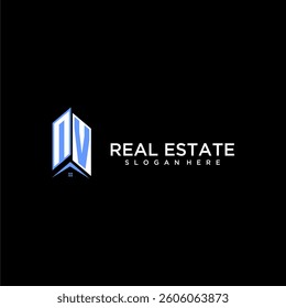 NV initial monogram building and roof logo for real estate