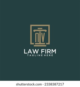 NV initial monogram logo for lawfirm with pillar design in creative square