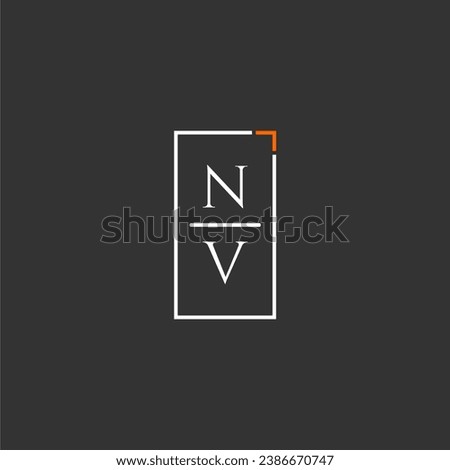 NV initial monogram logo for technology with square style design Imagine de stoc © 