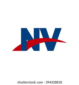 NV initial overlapping swoosh letter logo blue red