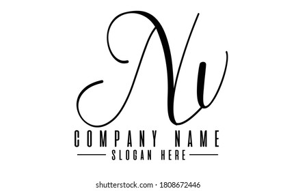 NV initial template logo design, letter N V logo template vector design