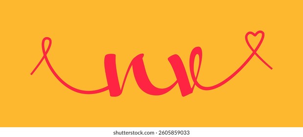 NV initial wedding monogram calligraphy vector illustration. Hand drawn lettering n and v love logo design for valentines day poster, greeting card, photo album, banner print or tattoo.