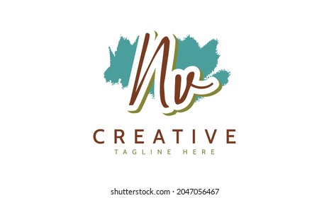 NV Initials, handwriting logo vector