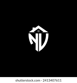 NV initials premium shield logo monogram with home designs modern templates