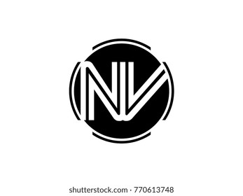 NV letter logo round black