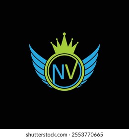 NV letter Logo with Shield, NV shield logo design template