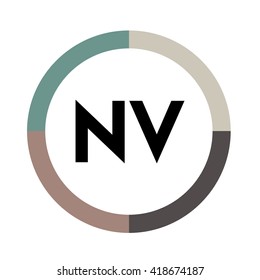 NV letters, four colors in abstract background logo, design identity in circle, alphabet letter