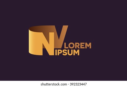 NV letters logo, N and V letters logo alphabet design.