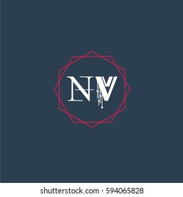nv logo letter initial, Abstract Polygonal Background Logo, design for Corporate Business Identity,flat icon, Alphabet letter