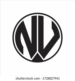 NV Logo monogram circle with piece ribbon style on white background