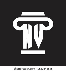 NV Logo monogram with pillar style design template