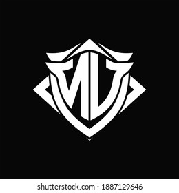 NV Logo monogram with shield and horn shape design template ON black background