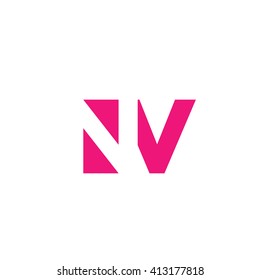 NV Logo. Vector Graphic Branding Letter Element. White Background