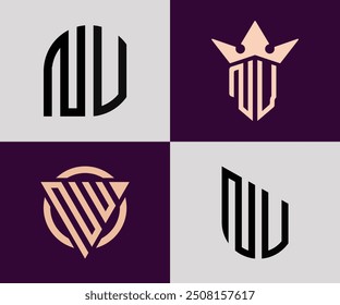 Paquete de Vector de diseño de logotipo de letra inicial moderna de NV. Será adecuado para qué empresa o marca comience esas iniciales.
