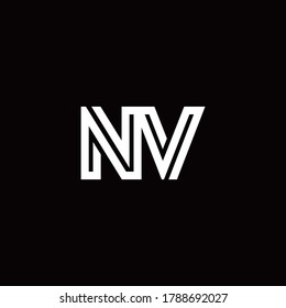 NV monogram logo with abstract line design template