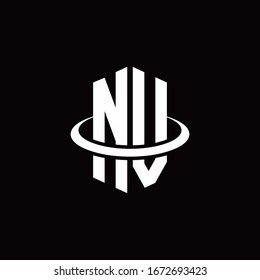 NV-Monogramm-Logo im Hexagon-Stil, umgeben von einem Ring