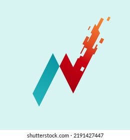 NV monogram logo. Letter n, letter v signature icon. Alphabet initials. Lettering sign. Modern design, web, tech, corporate, bold, minimalist style characters. Geometric typography.