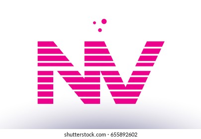 nv n v alphabet letter logo pink purple line stripe company design template creative abstract vector
