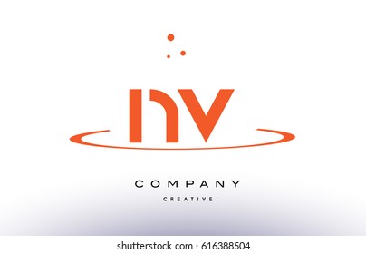 NV N V creative orange swoosh dots alphabet company letter logo design vector icon template