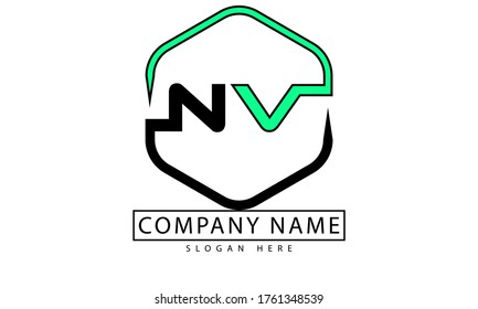 NV or N V letter based logo template design