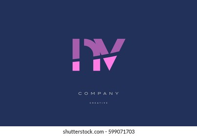 nv n v  pink blue pastel modern abstract alphabet company logo design vector icon template 