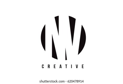 NV N V White Letter Logo Design with Circle Background Vector Illustration Template.