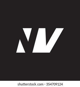 NV negative space letter logo black background