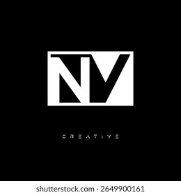 NV Negative Space Monogram – Logotipo minimalista de marca de letras en blanco y negro para marca creativa, identidad de moda y conceptos de diseño modernos
