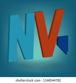 NV Nevada symbol with small map 3D, Vector EPS 10.